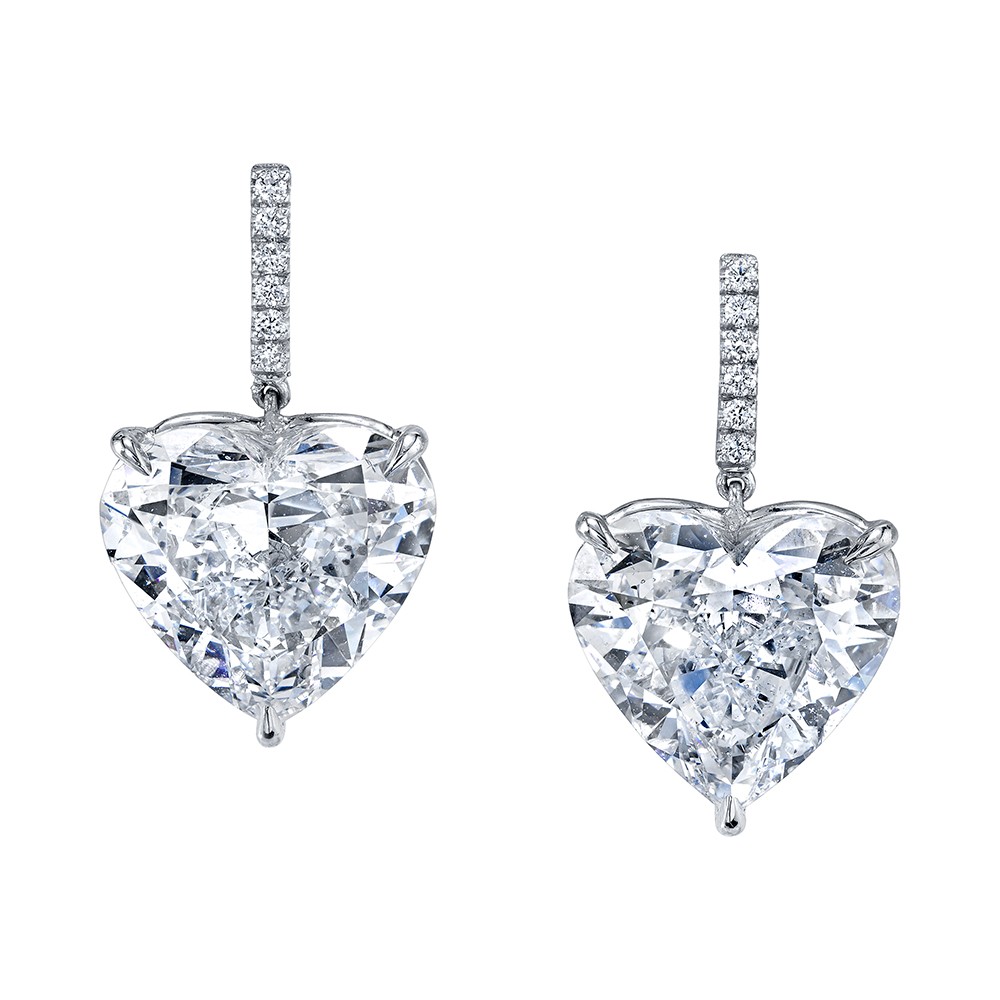 Heart Shape Diamond Lever Back Earrings